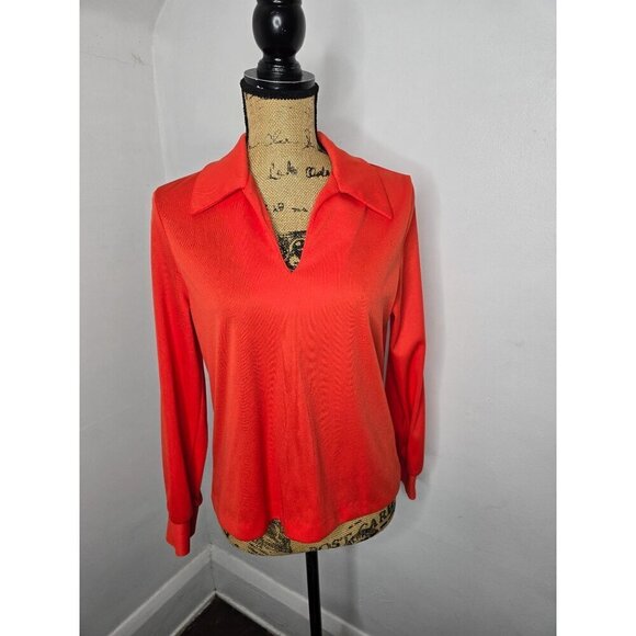 Vintage 70s Red Collared Neck Basic Shirt - Picture 9 of 9